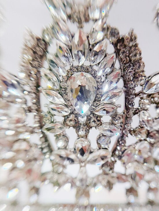 Silver Crystal Bridal Crown, Wedding Tiara, Bride Headwear, Beauty pageant crown main image 7